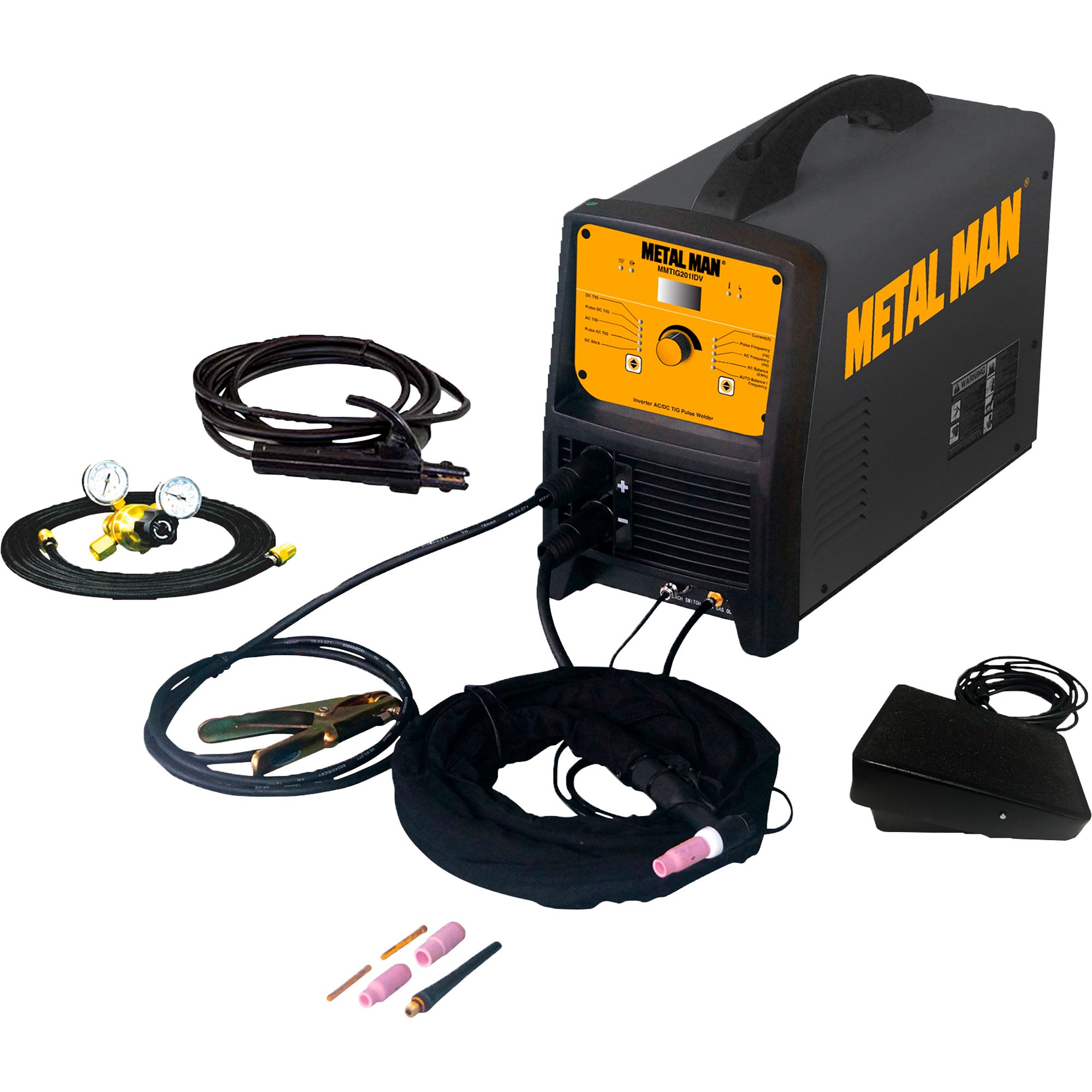 Metal Man AC/DC TIG and Stick Welder — Inverter Powered, 120/230 Volt, 10–200 Amp Output, Model# MMTIG201IDV